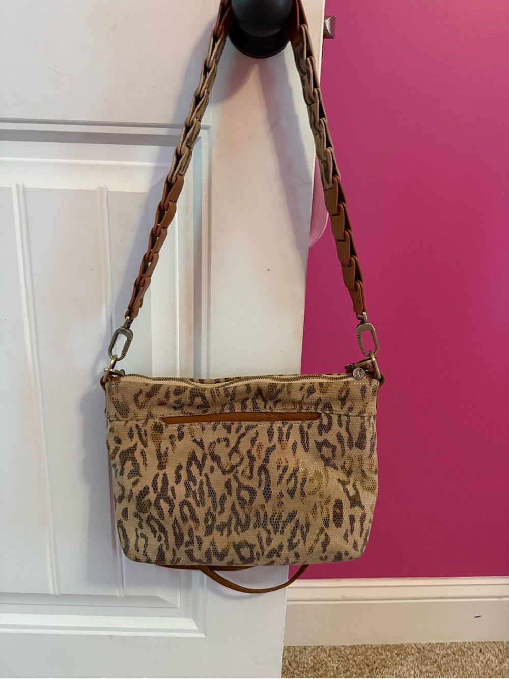 HOBO Leopard Print Crossbody Bag in Tan and Brown - Picture 2 of 3